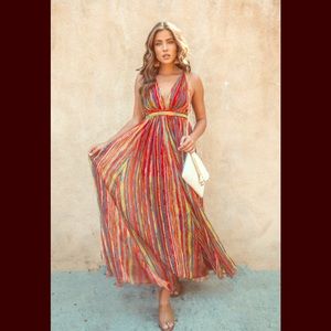 NWT Luxxel Crayola Striped Maxi Dress